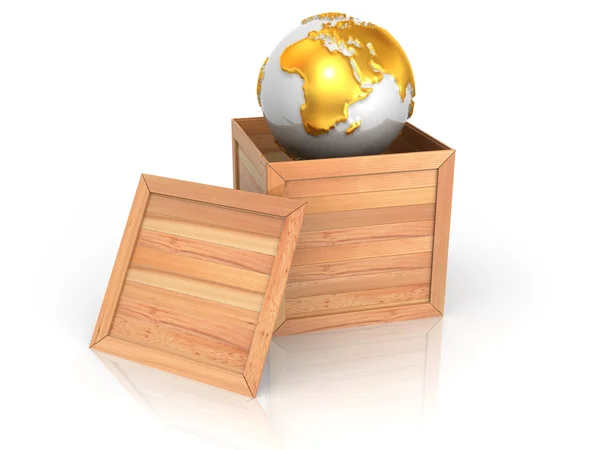 Earth in crate — Stock Photo, Image