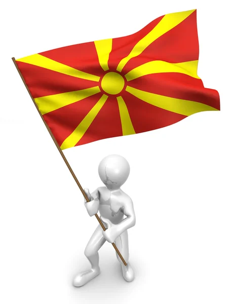 Des hommes avec un drapeau. Macédoine — Photo