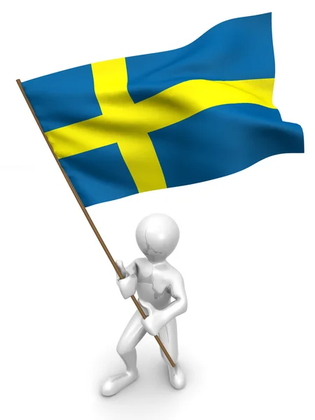 Men with flag. Sweden — Stock Photo, Image