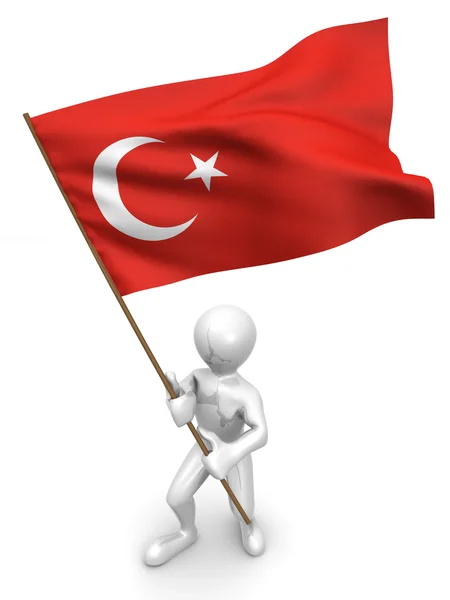 Άνδρες με σημαία. Τουρκία — Φωτογραφία Αρχείου