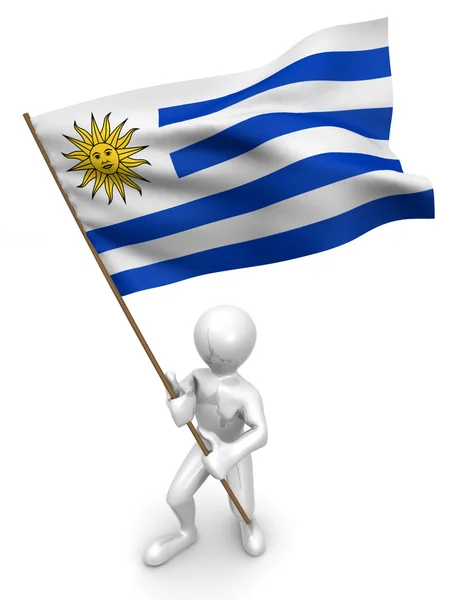Люди с флагом. Уругвай — стоковое фото