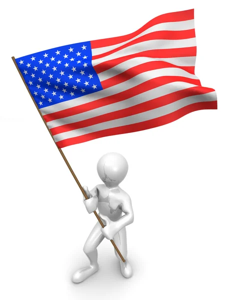 Män med flagga. USA — Stockfoto