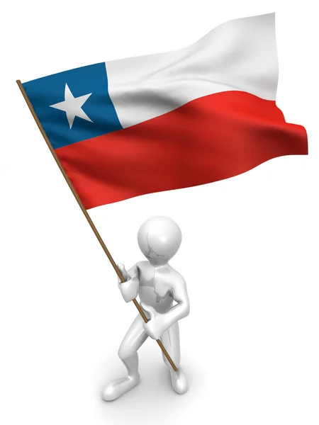 Männer mit Fahne. Chili — Stockfoto