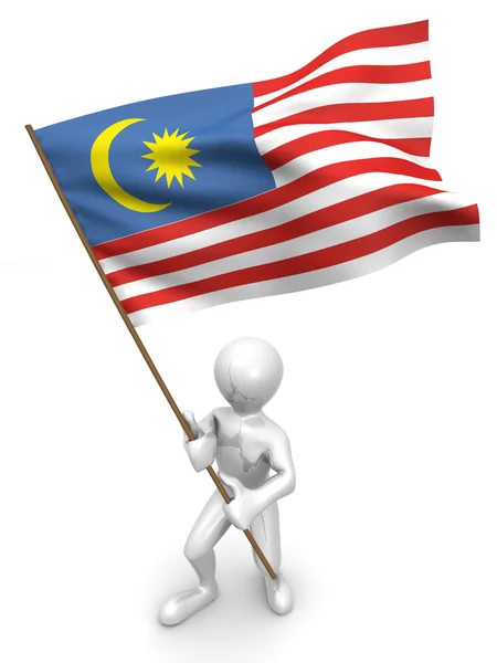 Bayrak erkeklerle. Malezya — Stok fotoğraf
