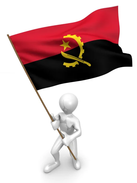 Mężczyźni z flagą. Angola — Zdjęcie stockowe