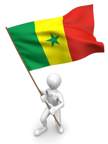 Män med flagga. Senegal — Stockfoto