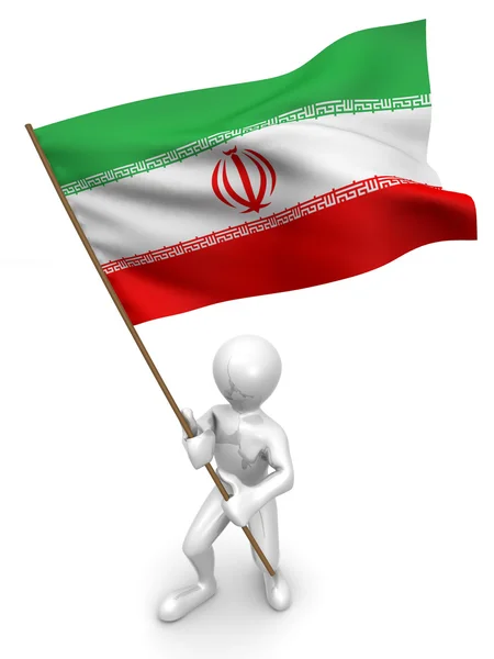 Men with flag. Iran — Stock Photo, Image