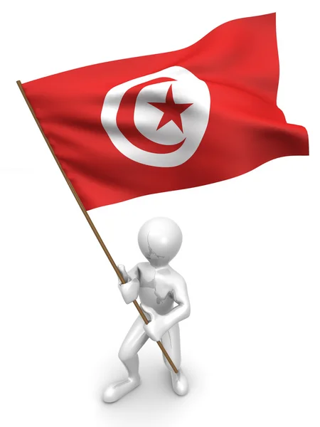 Люди с флагом. Тунис — стоковое фото