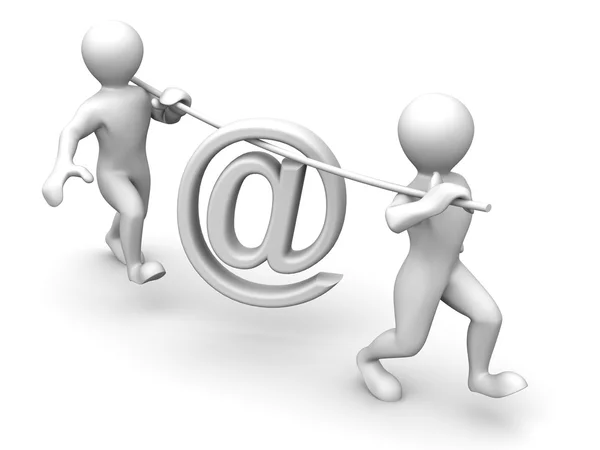 Two men with symbol for mail — Stock Photo, Image