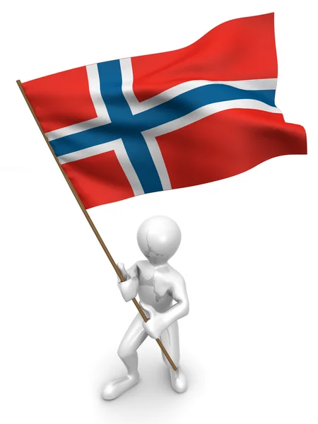 Des hommes avec un drapeau. Norvège — Photo