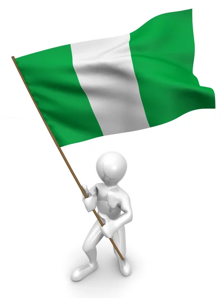 Homens com bandeira. Nigéria — Fotografia de Stock