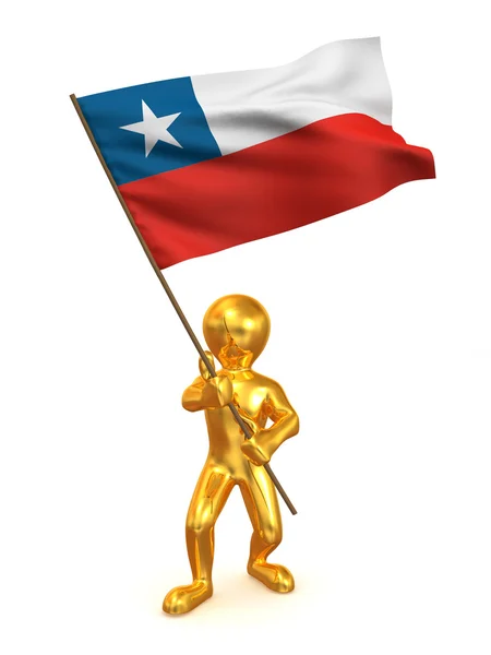 Люди с флагом. Чили — стоковое фото