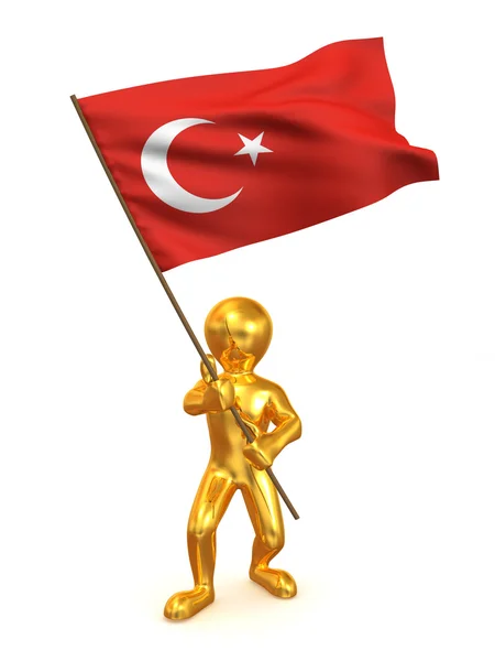 Mannen met vlag. Turkije — Stockfoto