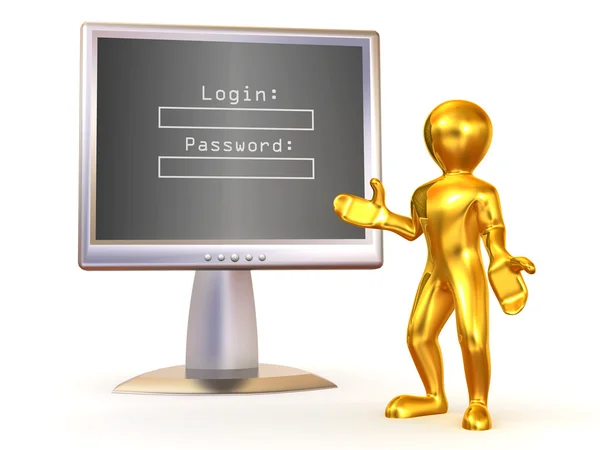 Monitora con login e password — Foto Stock
