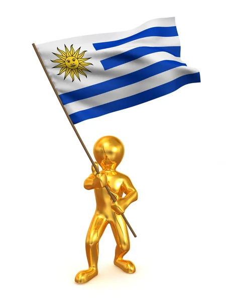 Homens com bandeira. Uruguai — Fotografia de Stock