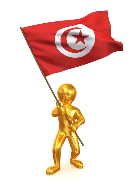 Hombres con bandera. Túnez —  Fotos de Stock