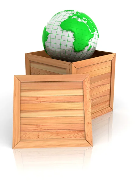 Earth in crate — Stock Photo, Image