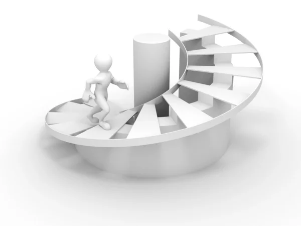 Männer auf Treppen. 3D-Erfolg — Stockfoto