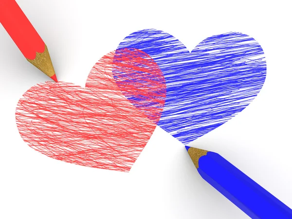 Pencils depicting the heart — Stock Photo, Image