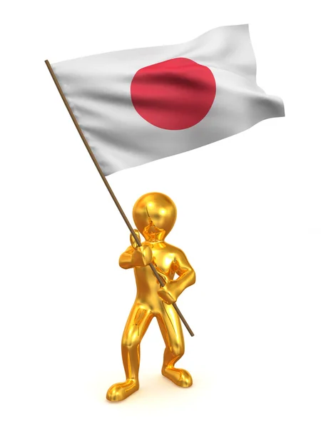 Люди с флагом. Япония — стоковое фото