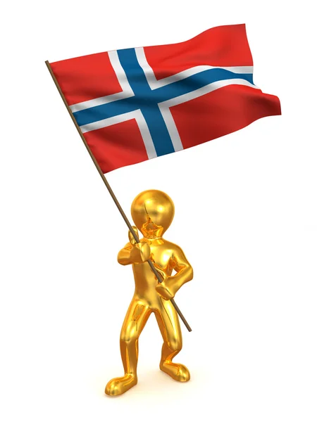 Mannen met vlag. Noorwegen — Stockfoto