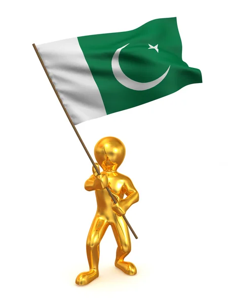 Homens com bandeira. Paquistão — Fotografia de Stock