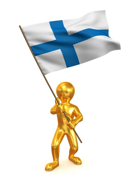 Homens com bandeira. Finlândia — Fotografia de Stock