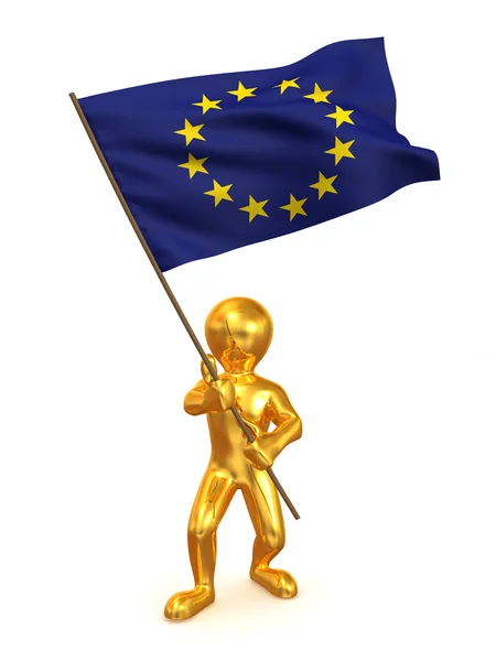 Men with flag. Europe — Stock Photo, Image