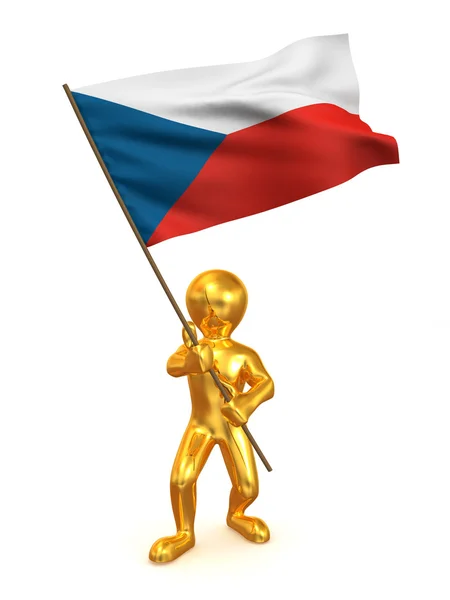Men with flag. Czech Republic — Stock Photo, Image