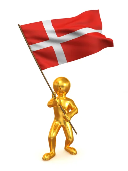 Men with flag. Denmark — Stock Photo, Image
