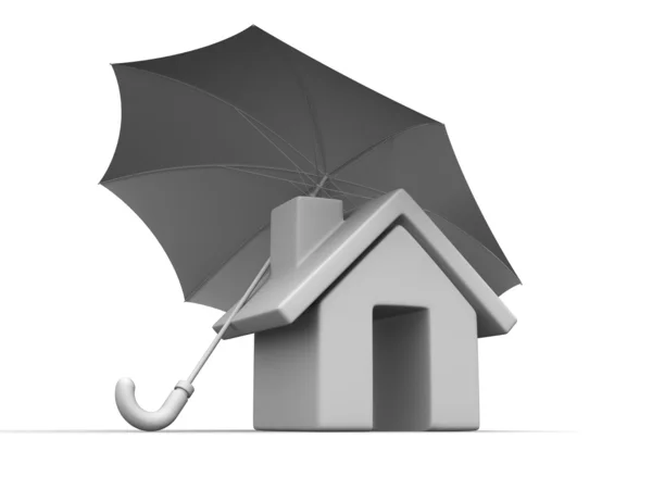 Dům a deštník — Stock fotografie
