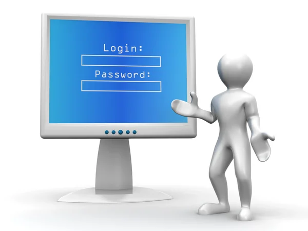 Beeldscherm met een login en wachtwoord — Stockfoto