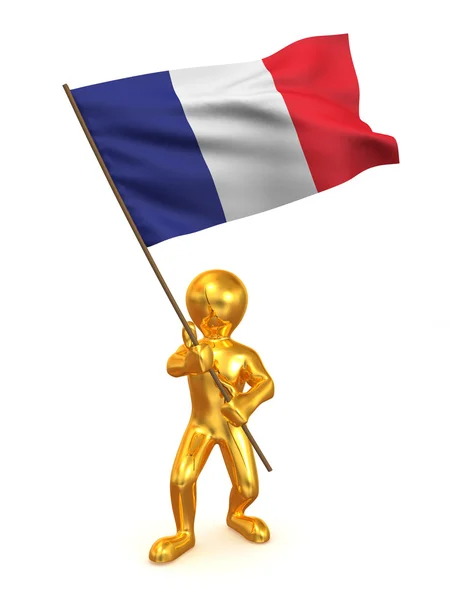 Miehet, joilla on lippu. Ranska — kuvapankkivalokuva