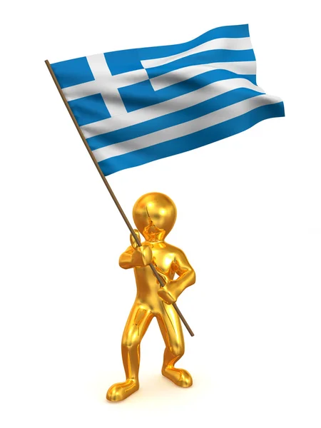 Άνδρες με σημαία. Ελλάδα — Φωτογραφία Αρχείου