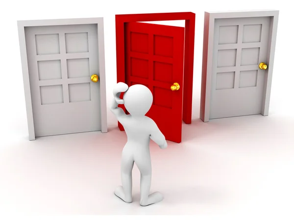 Person chooses door — Stock Photo, Image