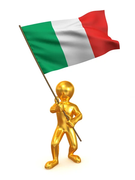 Mężczyźni z flagą. Włochy — Zdjęcie stockowe