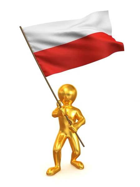 Mannen met vlag. Polen — Stockfoto