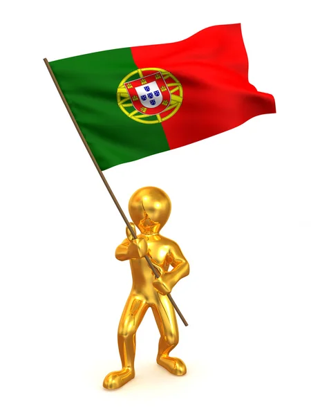 Männer mit Fahne. portugal — Stockfoto