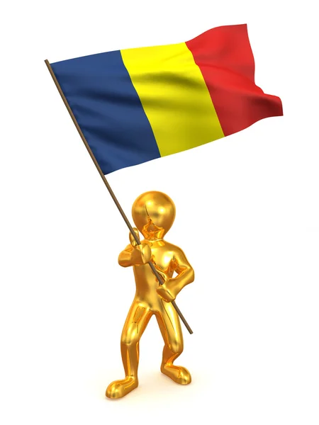 Homens com bandeira. Roménia — Fotografia de Stock