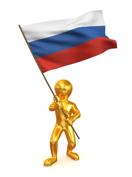 Mannen met vlag. Rusland — Stockfoto