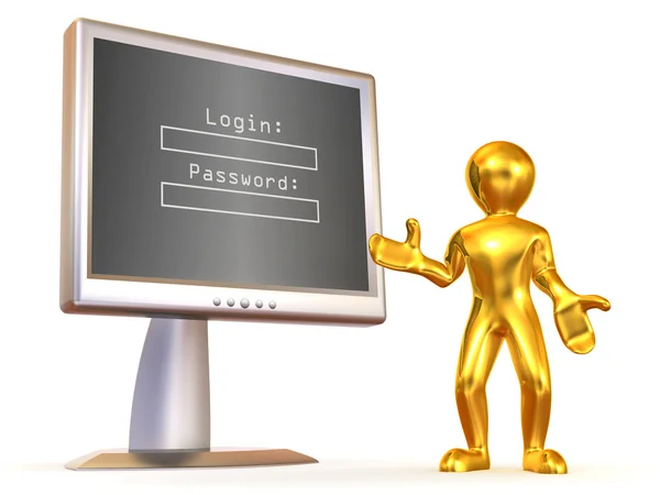 Monitora con login e password — Foto Stock