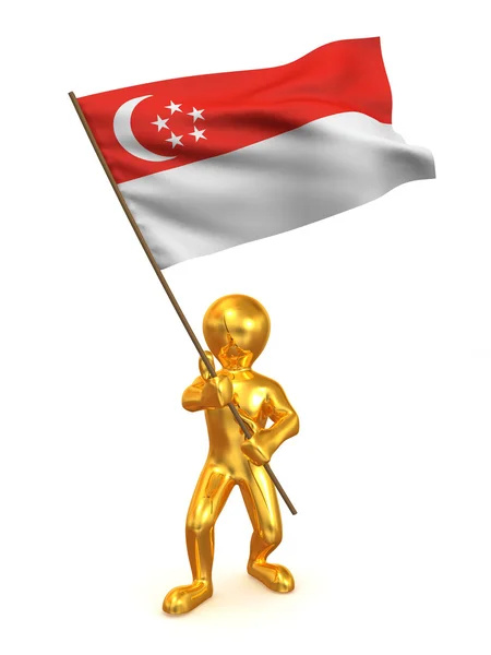 Férfiak a zászlót. Szingapúr — Stock Fotó