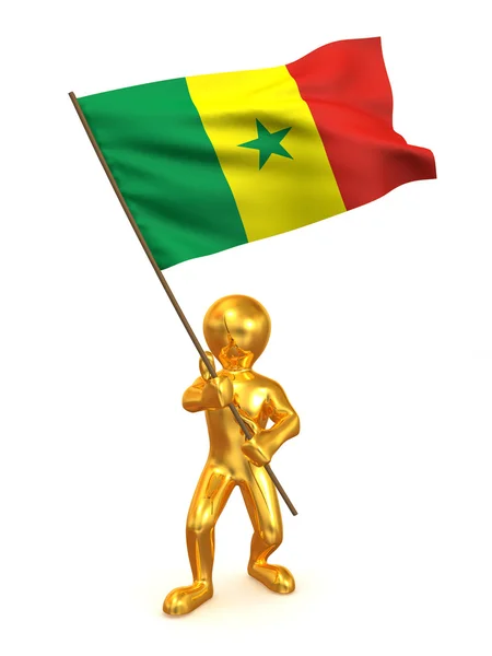 Män med flagga. Senegal — Stockfoto