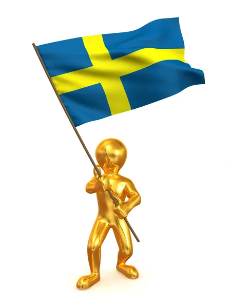 Homens com bandeira. Suécia — Fotografia de Stock