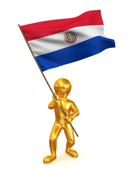 Bayrak erkeklerle. Paraguay — Stok fotoğraf
