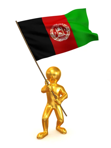 Mannen met vlag. Afganistan — Stockfoto