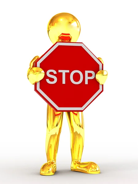 Men with sign stop — Stock Photo, Image