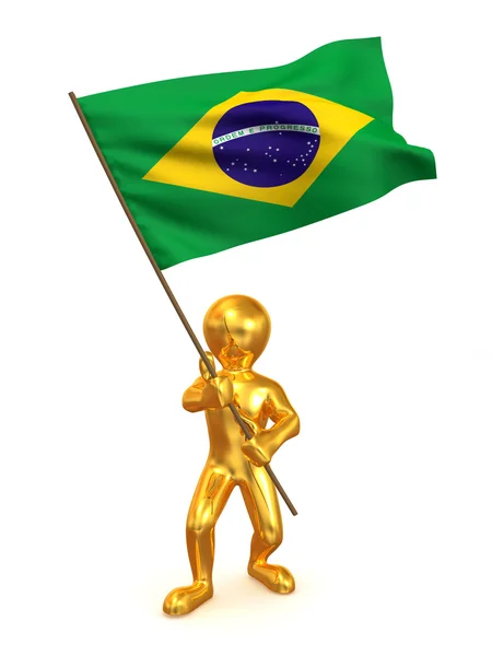 Люди с флагом. Бразилия — стоковое фото
