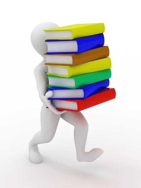 Men with books. 3d — Stock Photo, Image
