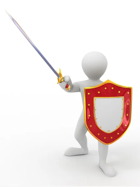 Men with shield and sword — Stock Photo, Image
